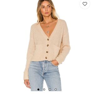 Lovers + Friends Beige Button-Up Cardigan